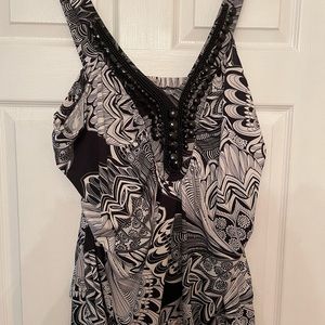 Black and White Beaded Blouse